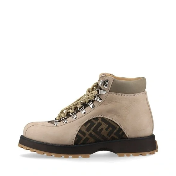 Authentic Fendi Leather Monogram Hiking Boots men size UK5 US6